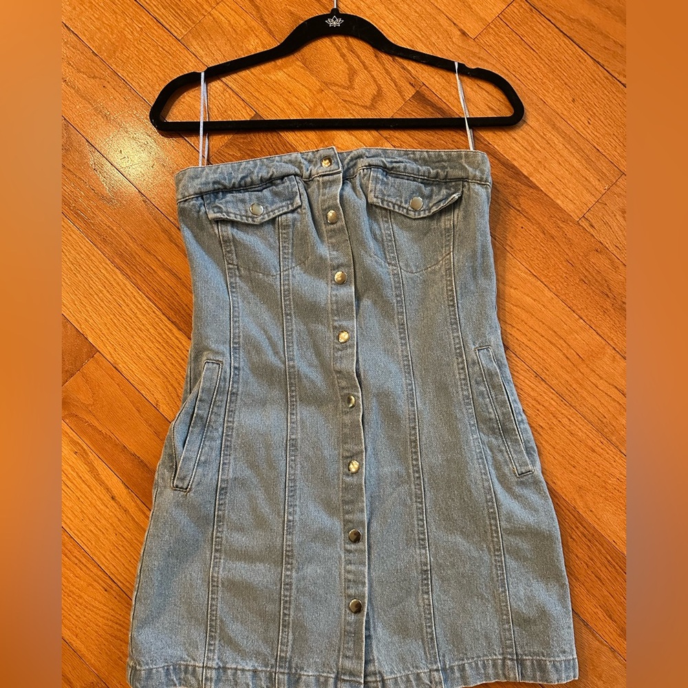Wild Honey Light Blue Denim Mini Dress
